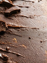 Aufkleber - A tempting arrangement of dark chocolate pieces and spread on a textured surface for dessert lovers and bakers : Generative AI