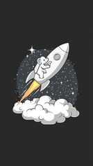 Wall Mural - adorable elephant astronaut soaring through space on a rocket