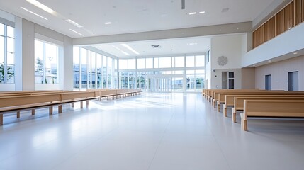 Leinwandbilder - Spacious and Bright Modern Interior of a Contemporary Building with Large Windows : Generative AI
