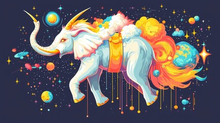 Wall Mural - cosmic elephant a celestial journey through the galaxy
