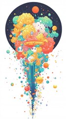 Wall Mural - whimsical cosmic explosion abstract colorful illustration
