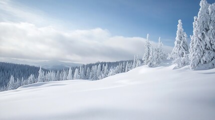 Poster - Stunning Winter Landscape with Snow Covered Trees and Blue Skies : Generative AI