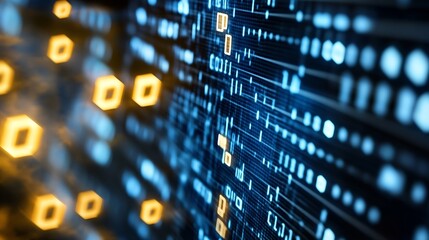 Fototapete - Futuristic digital technology background with glowing data patterns and hightech design elements : Generative AI