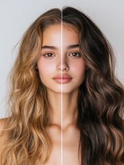 Poster - Transformation of hair styling with contrasting looks showcasing a stylish and unkempt appearance. Generative AI