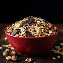 Wall Mural - Granola Bowl with Dark Chocolate and Nuts