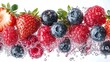 © andi - Fresh Berries in Water Splash, Studio Shot