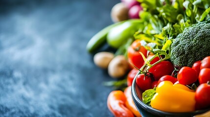 Poster - Vibrant assortment of fresh vegetables displayed in a bowl showcasing healthy eating and colorful nutrients : Generative AI