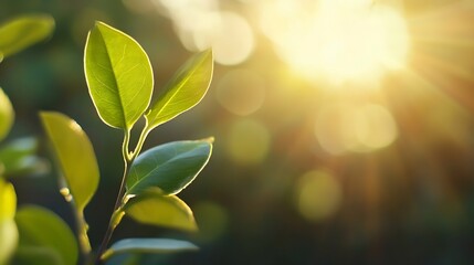 Poster - Closeup of fresh green leaves glistening in sunlight showcasing nature's beauty and freshness : Generative AI