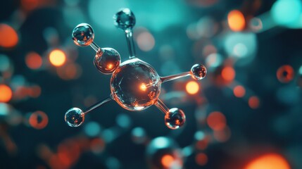 Leinwandbilder - Visualization of gas molecules in motion with glowing atomic structures revealing dynamic interactions in a scientific context. Generative AI