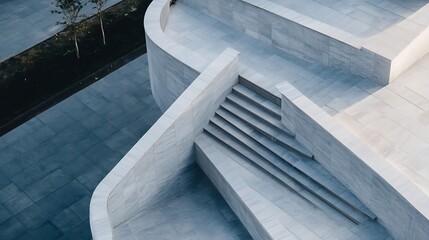 Aufkleber - Modern Architecture Features Clean Lines and Elegant Staircase Design : Generative AI