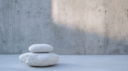 Fototapete - Minimalist Zen Stones Carefully Stacked on a Smooth Surface with Warm Light : Generative AI