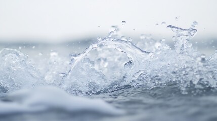 Poster - Dynamic Close Up of Stunning Water Splash Capturing the Beauty of Motion and Liquid Transparency : Generative AI