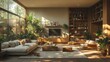 © Prime Stox - Bright and Airy Living Room with Natural Elements and Plants