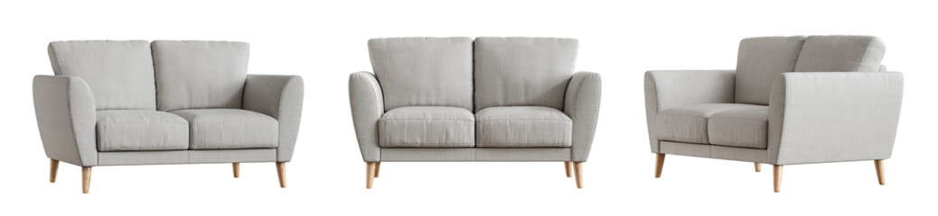 Aufkleber - Sofa set isolated on transparent background. 3D render. 3D illustration.