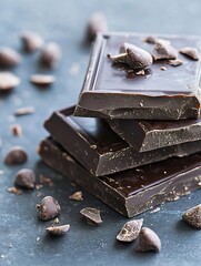 Aufkleber - Delicious Stack of Dark Chocolate Bars with Chocolate Chips Perfect for Dessert Lovers and Bakers : Generative AI