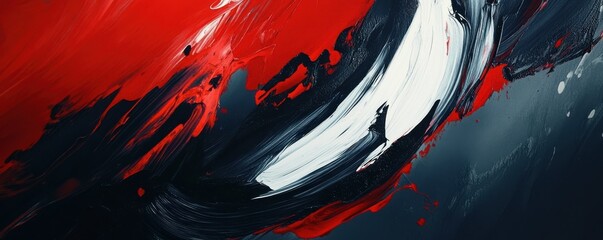 Wall Mural - Abstract expressionist painting with bold red, black, and white brushstrokes