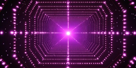 Wall Mural - vibrant tunnel of lights with a striking pink glow creating a mesmerizing visual effect