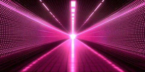 Wall Mural - vibrant neon tunnel with pink lights creates a futuristic atmosphere at night
