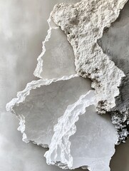 Poster - Textured Surface of White and Gray Stone Slabs on Wall : Generative AI