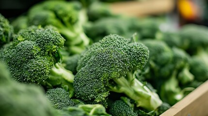 Poster - Freshly Harvested Broccoli Displayed at a Farmers Market Full of Healthy Green Vegetables : Generative AI