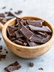 Poster - Bowl filled with chunks of dark chocolate ready to be used in delicious desserts : Generative AI