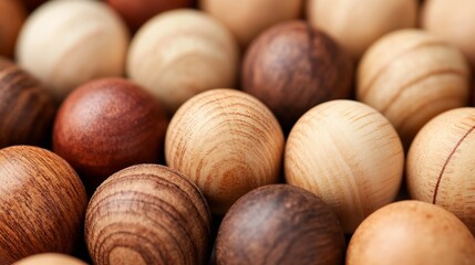 Aufkleber - Natural Collection of Various Wooden Balls Showcasing Diverse Textures and Colors : Generative AI