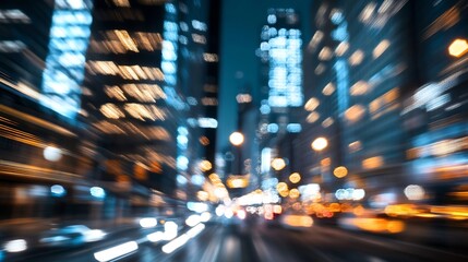 Poster - Dynamic Blurred Cityscape at Night with Lights Creating a Vibrant Urban Atmosphere : Generative AI