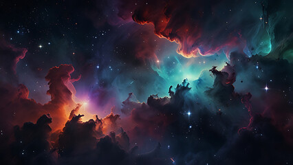 Abstract space background with nebula and stars. 3D illustration.