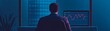 © Design@22 - A trader sitting in a dark room, illuminated only by falling stock graphs