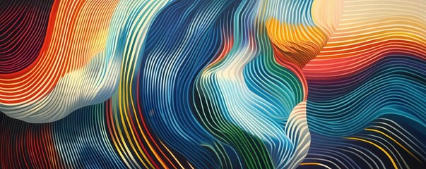 Wall Mural - Multicolored abstract pattern with flowing lines and vibrant wave-like design