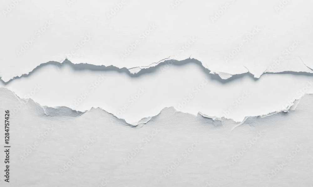 torn blank pages with uneven texture edges. set of ripped white paper ...