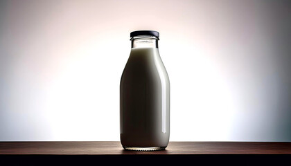 Poster - Silhouette of a Minimalist Milk Bottle Against a Soft, Illuminated Background