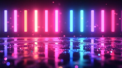 Wall Mural - vibrant neon lights reflecting on a futuristic surface