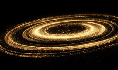 Wall Mural - elegant golden glitter particles swirling dynamically against a black background, creating a festive