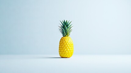 Wall Mural -   A yellow pineapple sits on a white table, near the blue walls