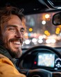 © Sergio Lucci - Ride share experience with driver in modern vehicle at night