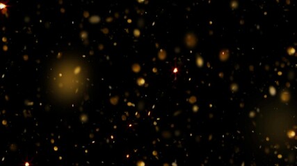 Wall Mural - golden disk sparkle shower on black 4k loop features golden disk and circle shapes raining down with