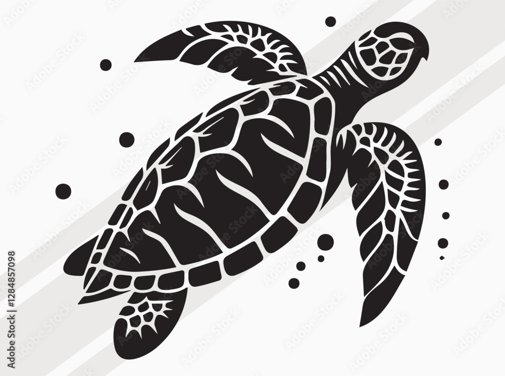 Sea Turtle Silhouette Black Color. Marine Life Vector Art and Clipart ...
