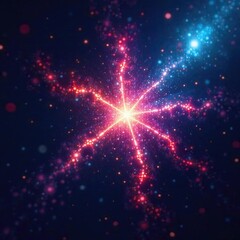 Wall Mural - fractal light bursts emit a kaleidoscope of colors across a starry night sky, abstract, light