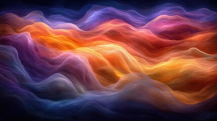 Wall Mural - beautiful colorful abstract layered landscape with soft wavy patterns and colors