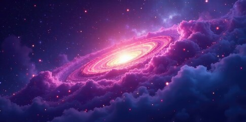 Wall Mural - radiant stars amidst a swirling cloud of purple and blue hues, cosmos, nebula