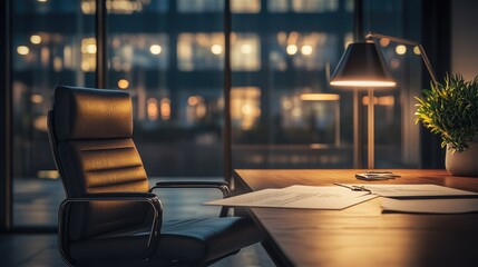 Office workspace with a digital business negotiation interface and legal agreement paperwork