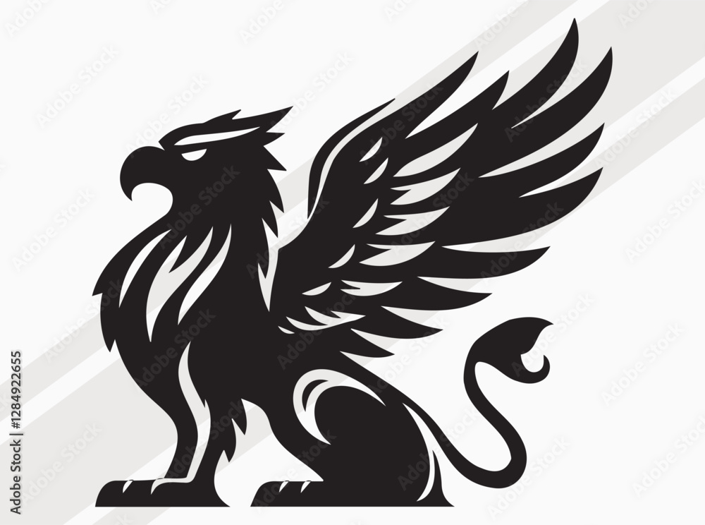 Griffin Silhouette Black Color Mythical Winged Beast Vector Art And griffin-silhouette-black-color-mythical-winged-beast-vector-art-and