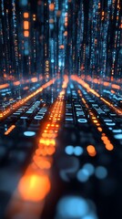 digital rain, data flow, technology, future