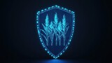Digital Shield with Wheat Ears Symbolizing Agriculture Protection