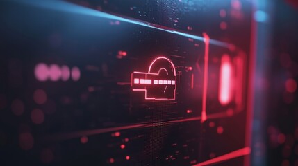 Wall Mural - futuristic interface featuring a glowing padlock icon, representing data protection and cyber securi