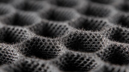 Close-up textured fabric, honeycomb pattern, dark gray