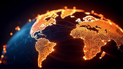Wall Mural - glowing network lights on digital tech globe rotation, world data connectivity