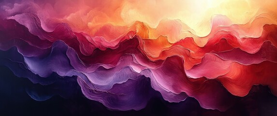 Wall Mural - Abstract Vibrant Flowing Shapes Red Purple Background Light