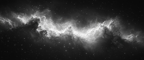 Wall Mural - black and white nebula surrealism high contrast cosmic scene